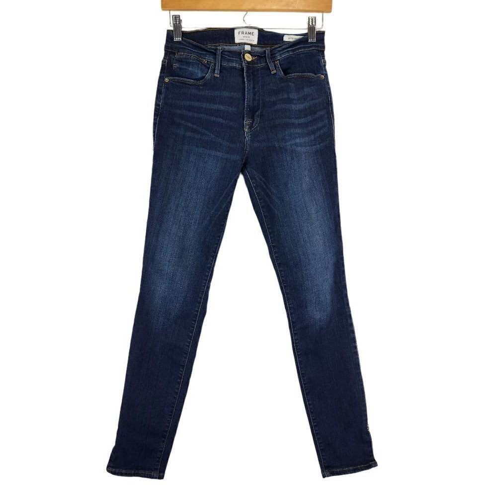 FRAME Le High Skinny Jeans in Wythe Size 27 Split Hems Stretch Denim